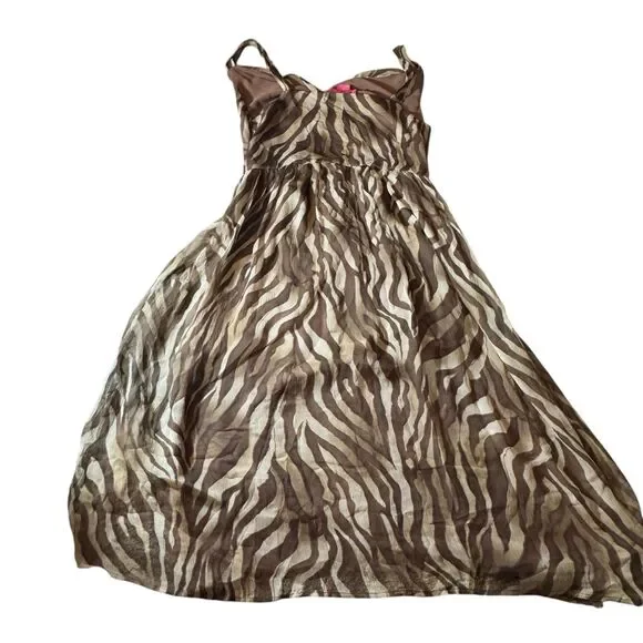 Sunny Leigh Dress, Size small 100%‎ Silk Brown Zebra Print - Picture 3 of 9